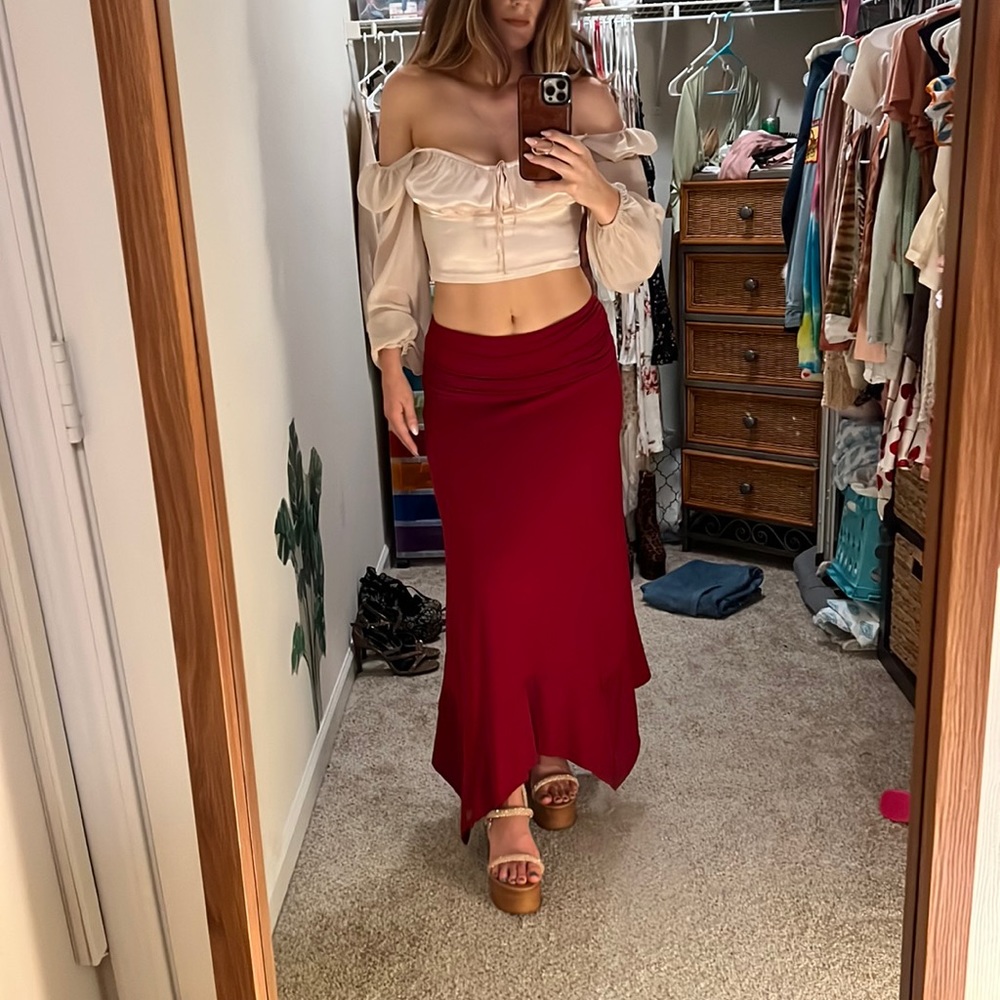 Red Maxi Skirt